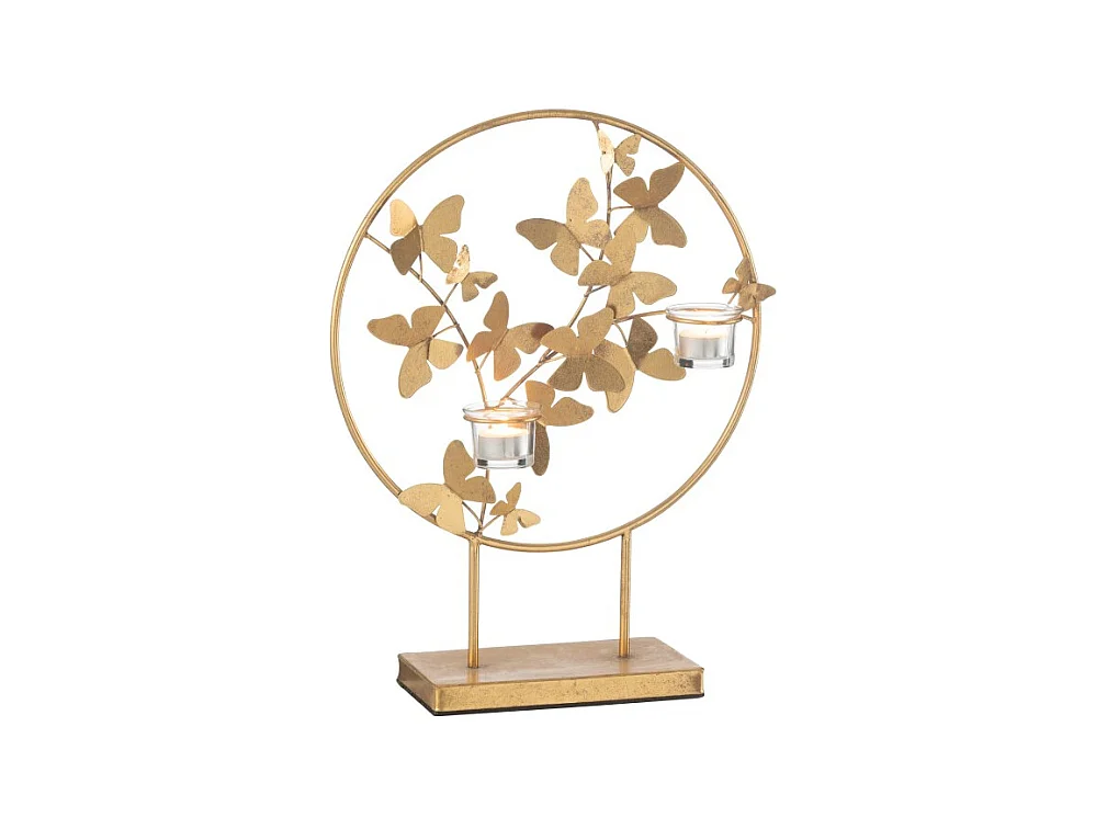 Soporte para velas de metal dorado 35*14*46.5 cm