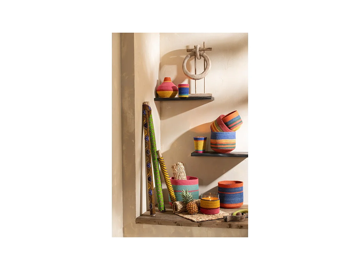 Portavelas redondo de vidrio multicolor 20x20x20 cm