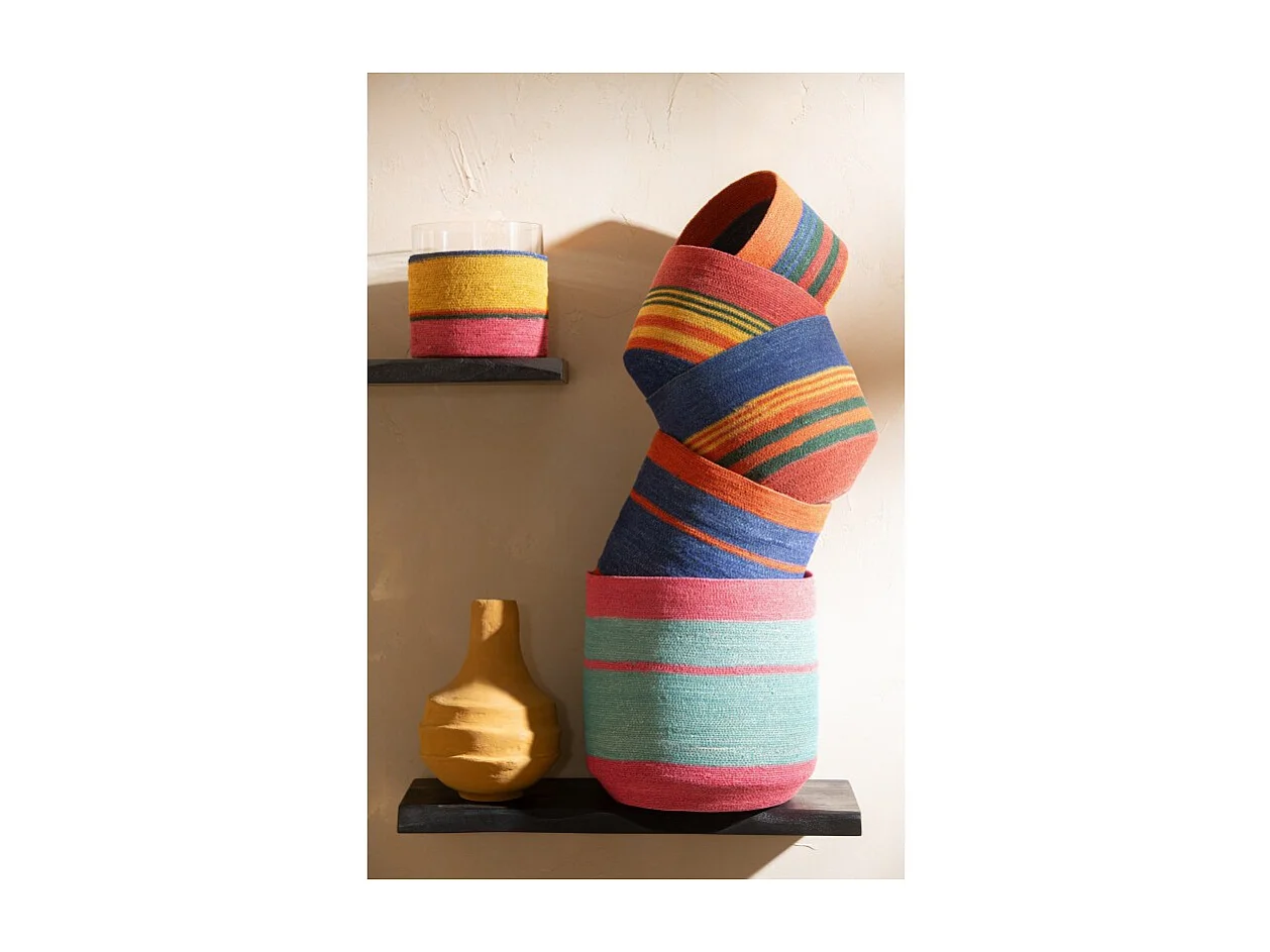 Portavelas redondo de vidrio multicolor 20x20x20 cm