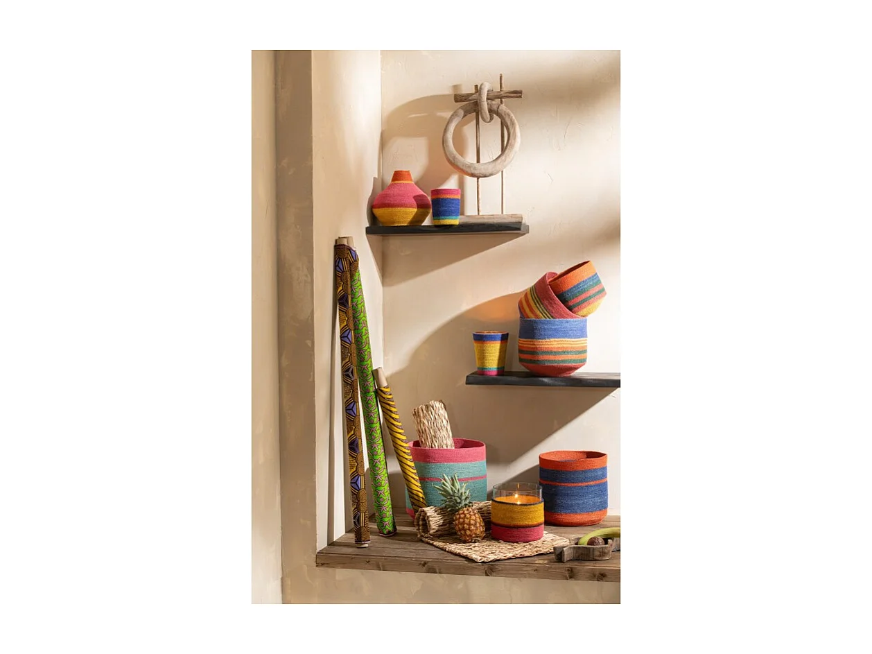 Portavelas redondo de vidrio multicolor 20x20x20 cm