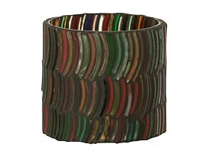 Portavelas curvo de vidrio multicolor 7.5x7.5x7.5 cm