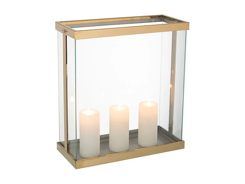 Soporte para velas de vidrio dorado 41.5*18*45 cm