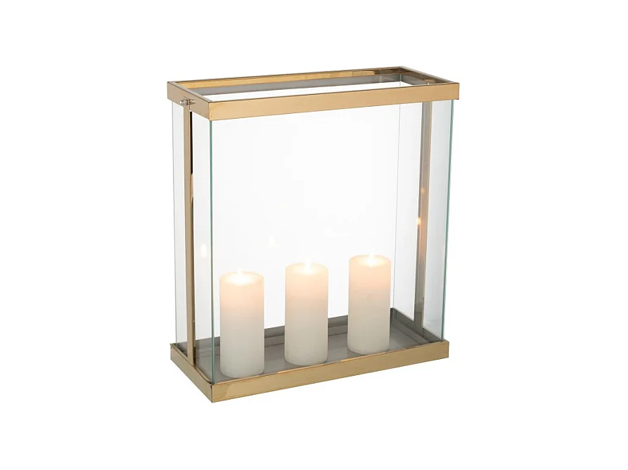 Soporte para velas de vidrio dorado 41.5*18*45 cm