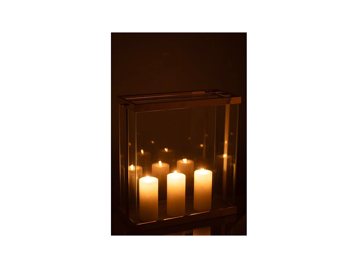 Soporte para velas de vidrio dorado 41.5*18*45 cm
