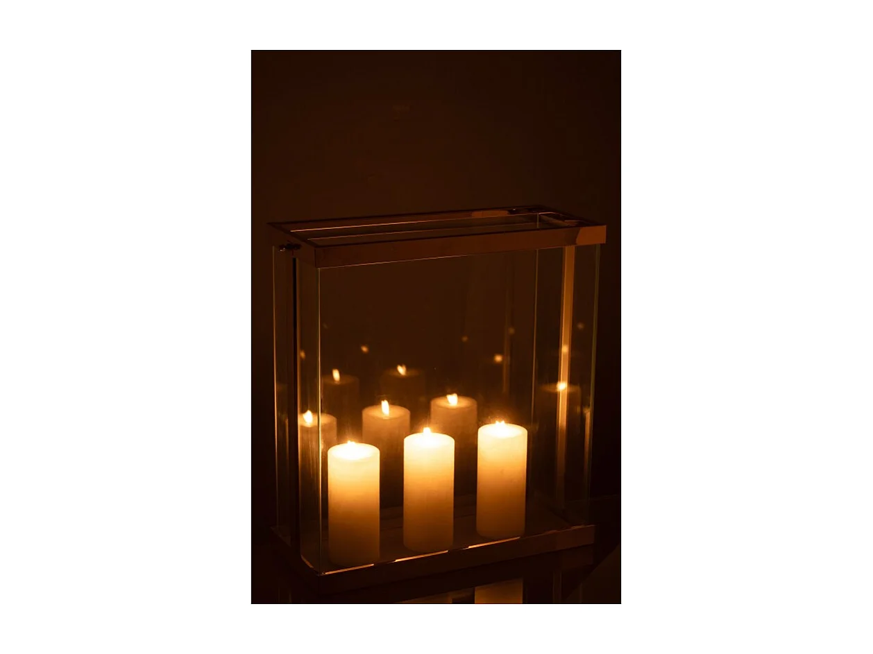 Soporte para velas de vidrio dorado 41.5*18*45 cm