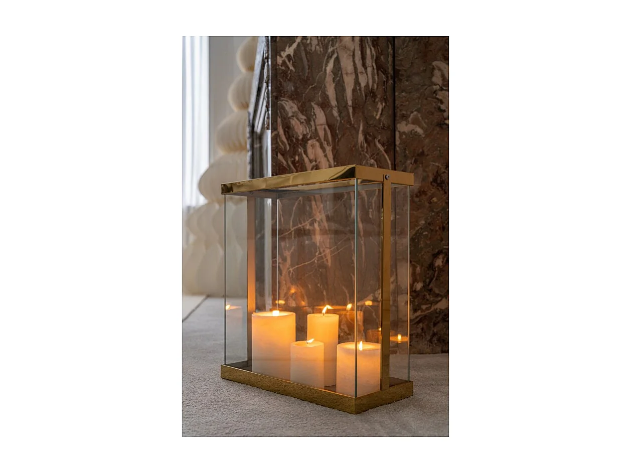 Soporte para velas de vidrio dorado 41.5*18*45 cm