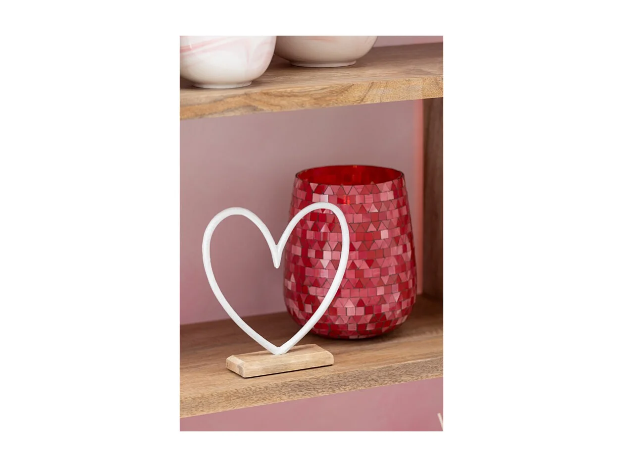 Portavelas triangular de vidrio rosa 12.5x12.5x16 cm