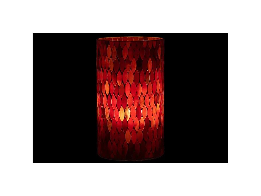 Portavelas de hoja de vidrio rojo/naranja 12.5x12.5x23 cm