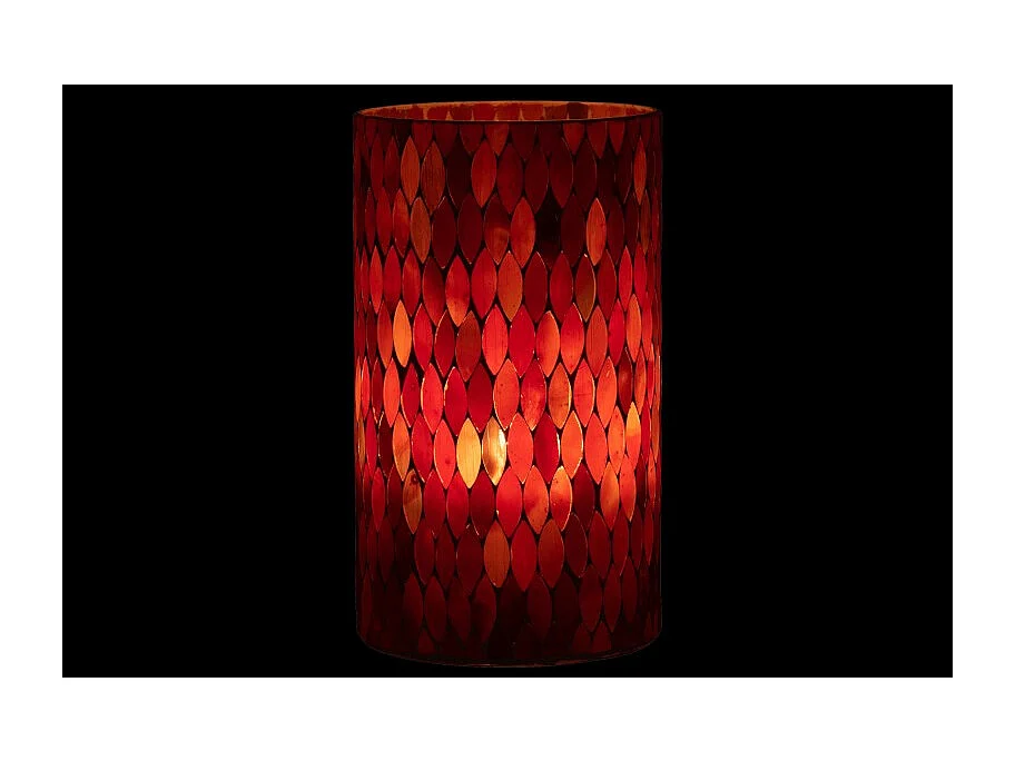 Portavelas de hoja de vidrio rojo/naranja 12.5x12.5x23 cm