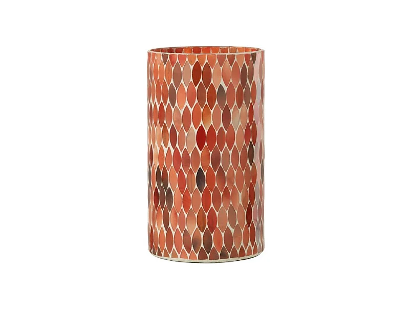 Portavelas de hoja de vidrio rojo/naranja 12.5x12.5x23 cm