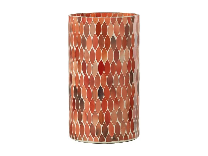 Portavelas de hoja de vidrio rojo/naranja 12.5x12.5x23 cm