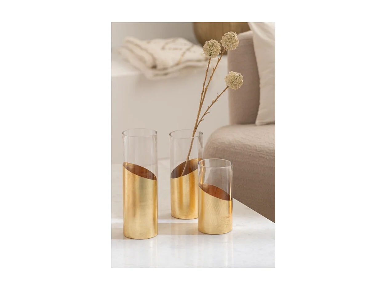 Fotóforo de vidrio dorado 10*10*30 cm