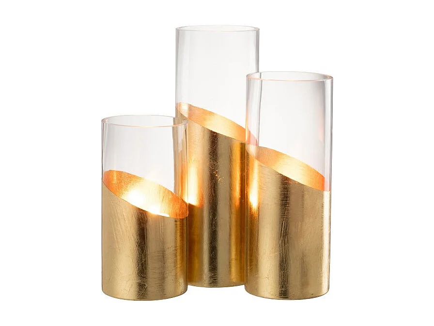 Fotóforo de vidrio dorado 10*10*30 cm