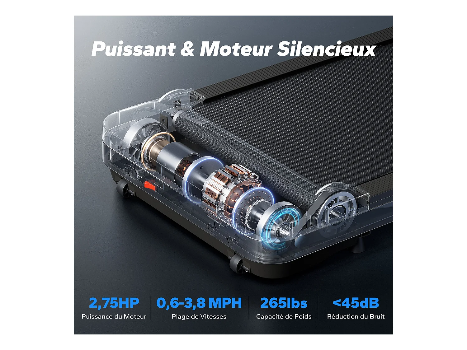 Tapis de course, MERACH, 3 en 1, 1-6km/h , 2.75HP, Connecté APP, Ecran LCD, avec Télécommande