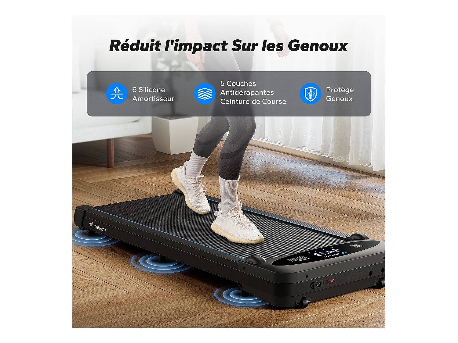 Tapis de course, MERACH, 3 en 1, 1-6km/h , 2.75HP, Connecté APP, Ecran LCD, avec Télécommande