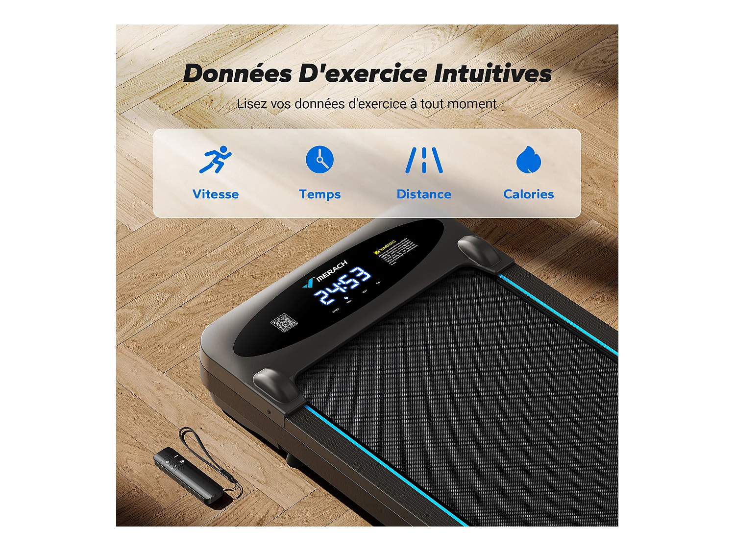 Tapis de course, MERACH, 3 en 1, 1-6km/h , 2.75HP, Connecté APP, Ecran LCD, avec Télécommande