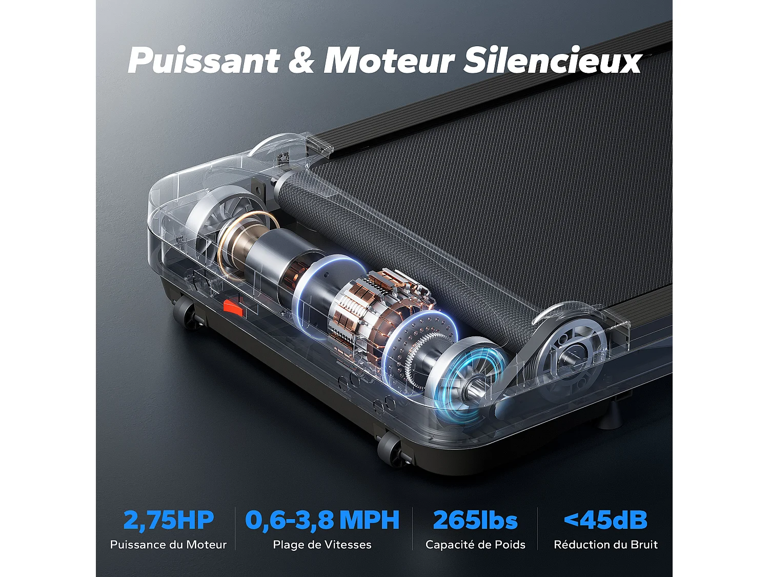 Tapis de course, MERACH, 3 en 1, 1-6km/h , 2.75HP, Connecté APP, Ecran LCD, avec Télécommande