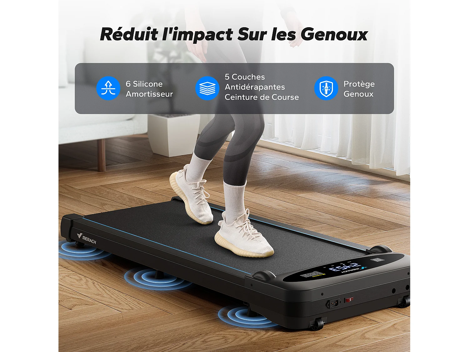 Tapis de course, MERACH, 3 en 1, 1-6km/h , 2.75HP, Connecté APP, Ecran LCD, avec Télécommande