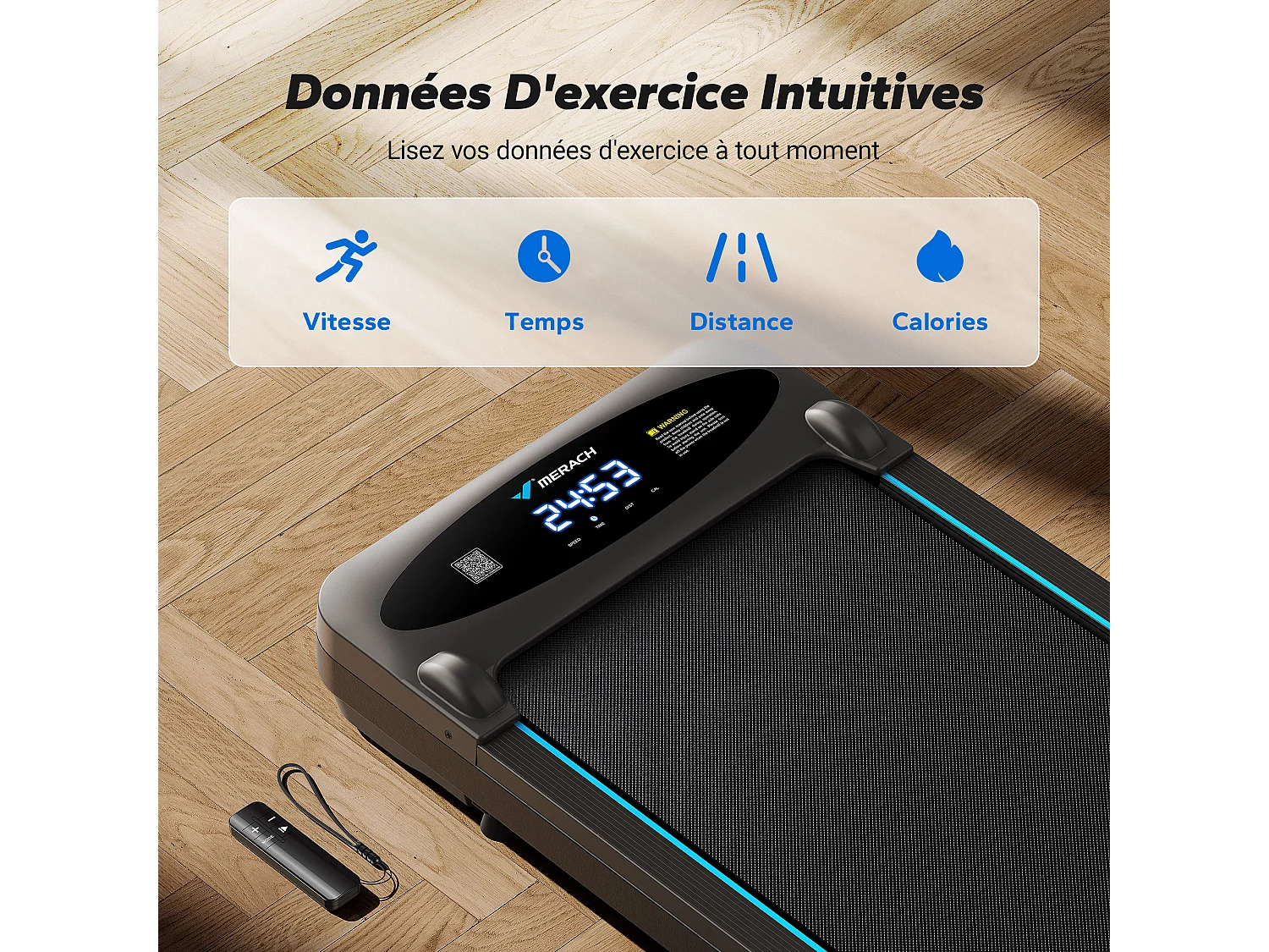 Tapis de course, MERACH, 3 en 1, 1-6km/h , 2.75HP, Connecté APP, Ecran LCD, avec Télécommande