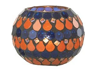 Portavelas de cristal azul en forma de gota 10x10x8.5 cm