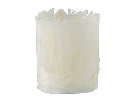 Photophore en verre - Plumes crème 8x8x10 cm