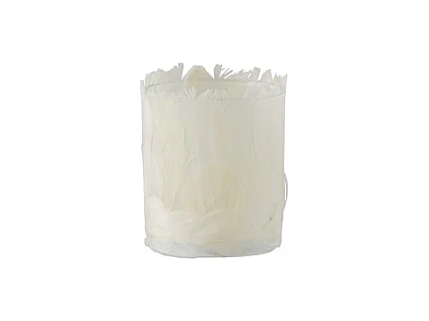 Photophore en verre - Plumes crème 8x8x10 cm