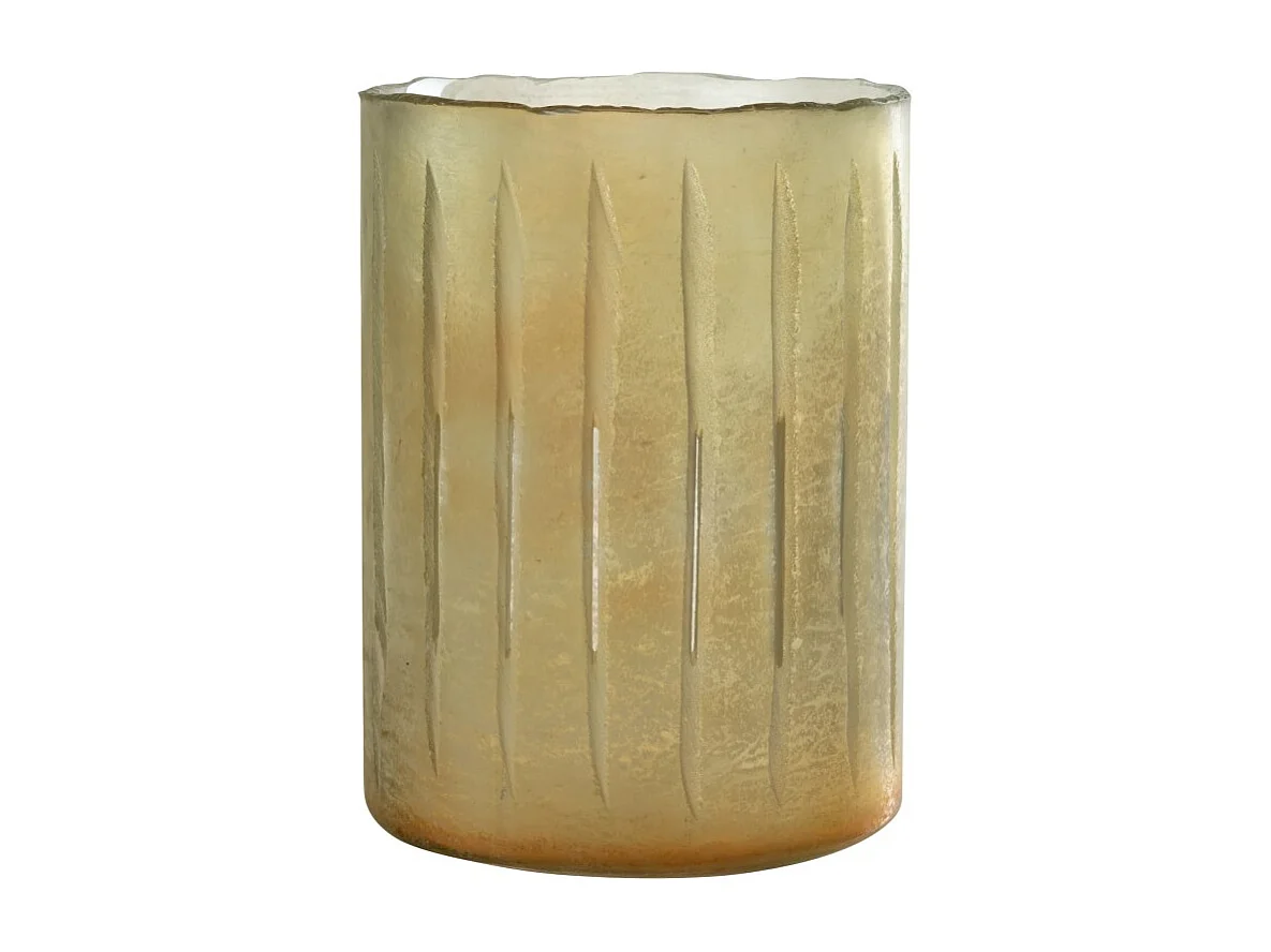 Portavelas de vidrio amarillo 18x18x26 cm