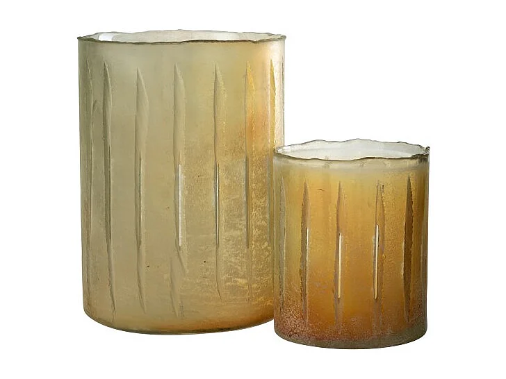 Portavelas de vidrio amarillo 18x18x26 cm