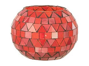 Portavelas triangular de vidrio rosa 10x10x8.5 cm