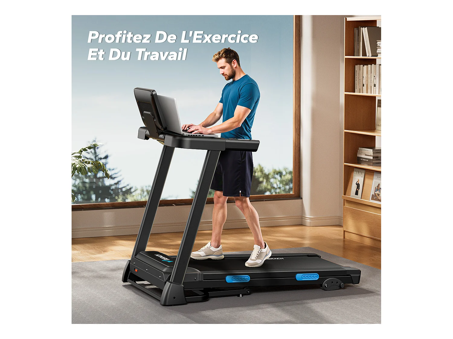 Tapis de Course Inclinable pour maison-Merach, 3 niveaux d'inclinaison réglables, 0.8~12 km/h, Compatible avec APP