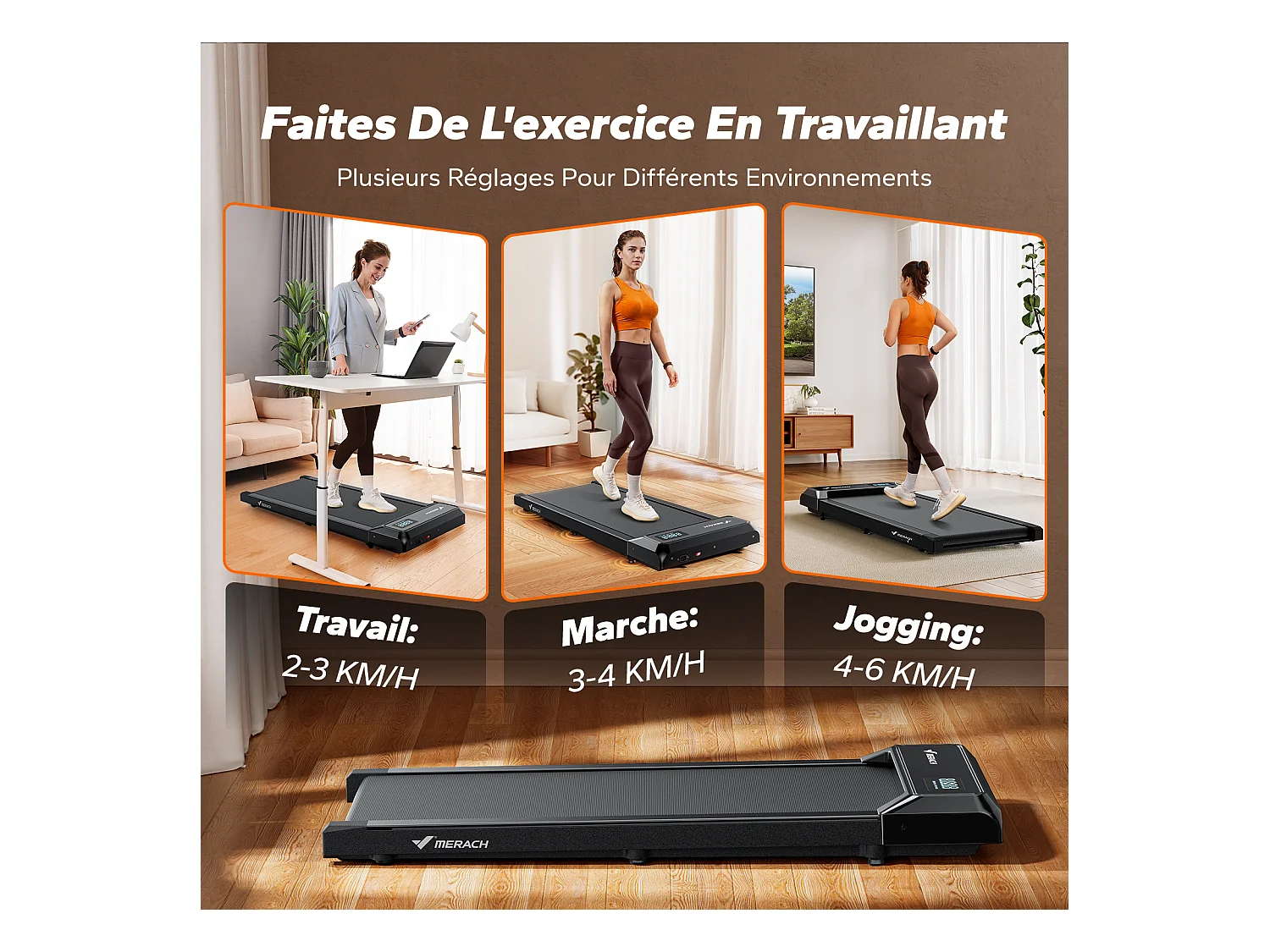 3-in-1 Laufband für Zuhause mit LED-Anzeige, App, Trainingskursen & Öko-Materialien, Leise <50 dB, 2,5 PS Motor, 2–6 km/h, für Homefitness, bis 120 kg