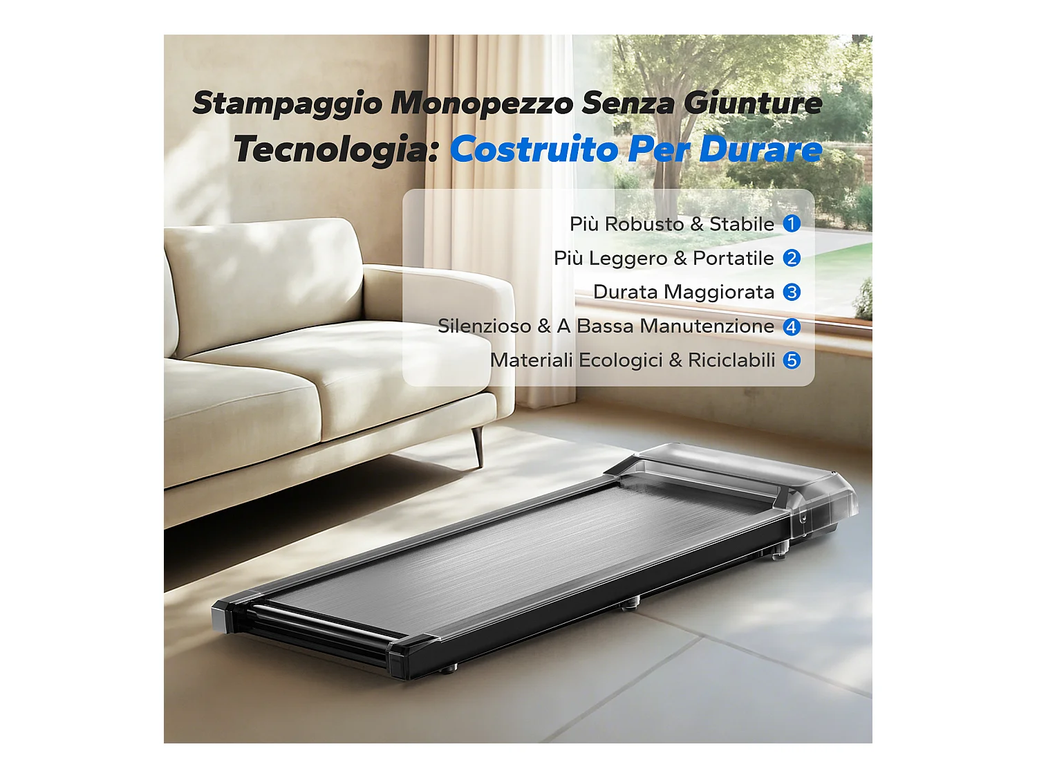 3-in-1 Laufband für Zuhause mit LED-Anzeige, App, Trainingskursen & Öko-Materialien, Leise <50 dB, 2,5 PS Motor, 2–6 km/h, für Homefitness, bis 120 kg