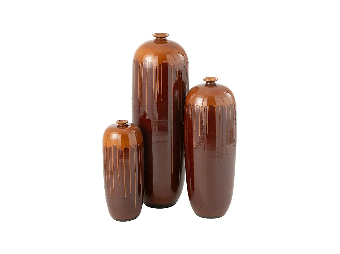 Jarrón alto de cerámica marrón 28*28*95 cm