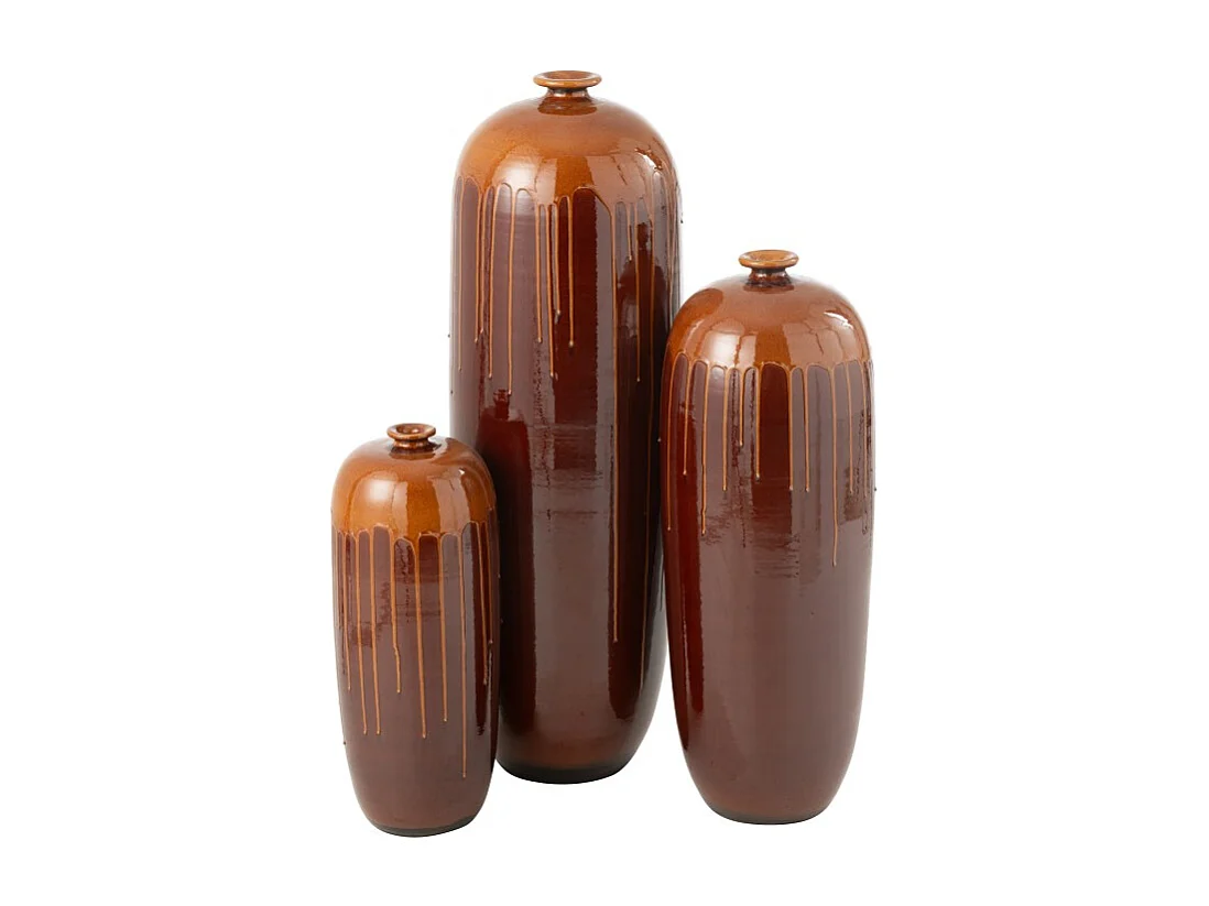 Jarrón alto de cerámica marrón 28*28*95 cm