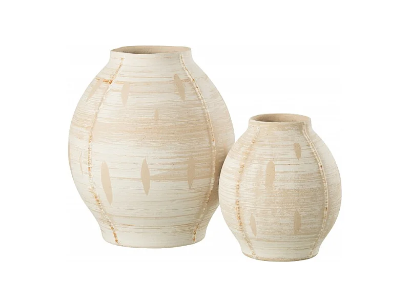 Jarrón redondo de cerámica beige 25x25x29 cm