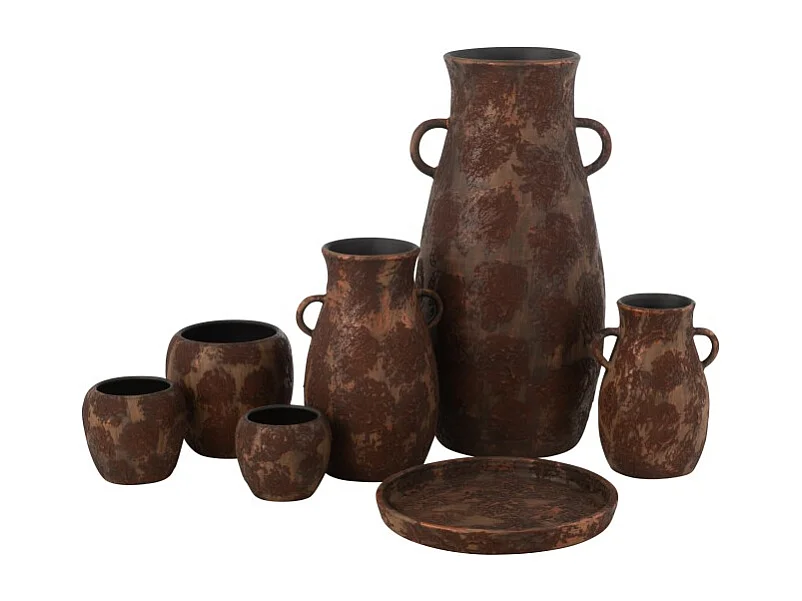 Jarrón ánfora de cerámica marrón 36*36*70 cm