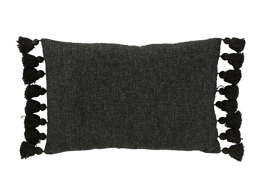 Cojín rectangular con flecos algodón negro 59x40x17 cm - Cojín ext.