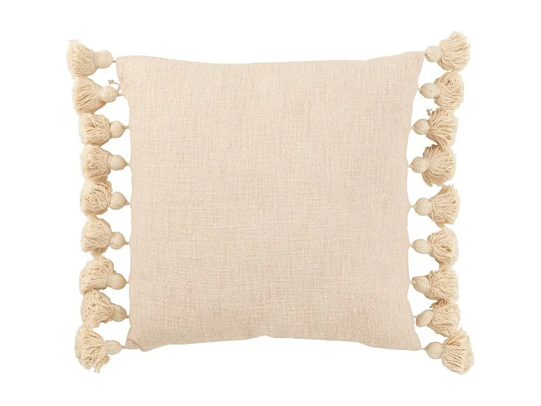 Cojín cuadrado con borla de algodón beige 49x47x1 cm - Cojín de exterior