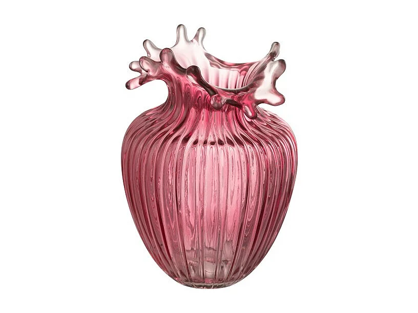 Jarrón de vidrio rosa 14.5*14.5*21 cm