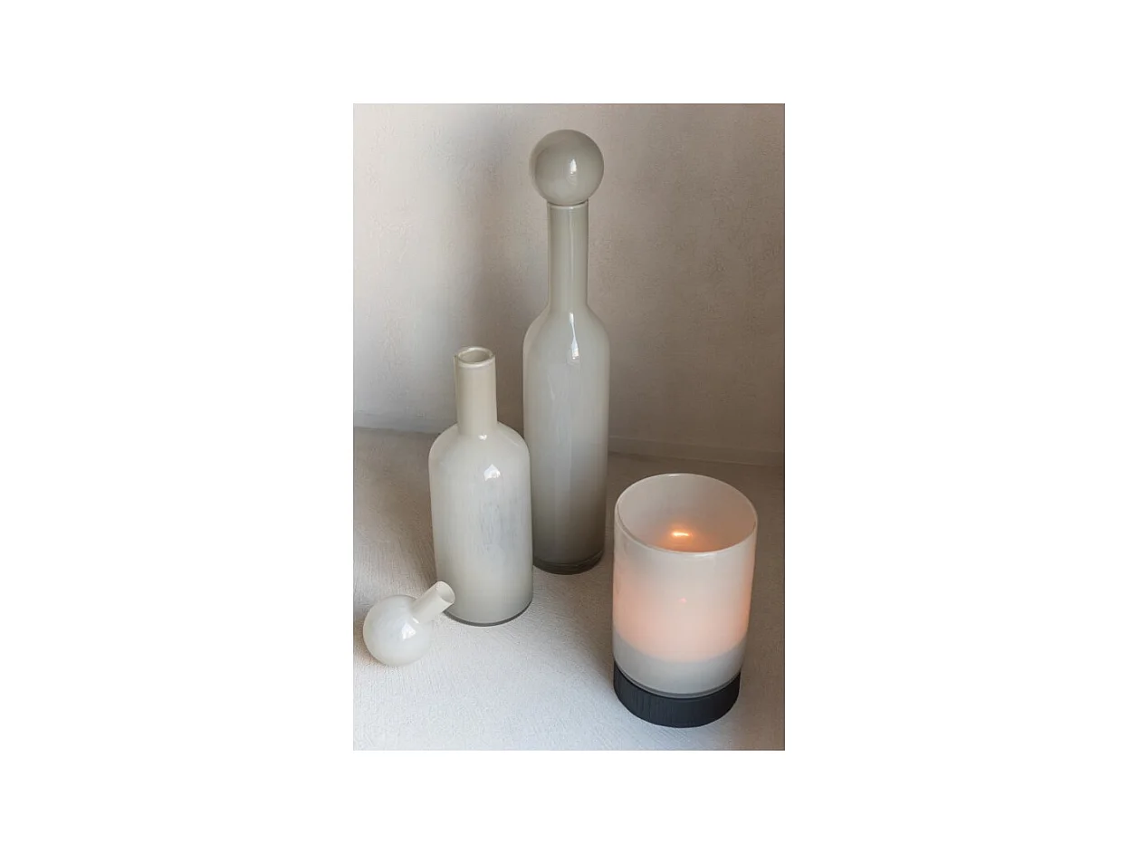 Jarrón botella de vidrio blanco 14*14*75 cm