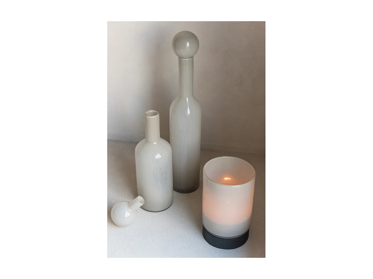 Jarrón botella de vidrio blanco 14*14*75 cm