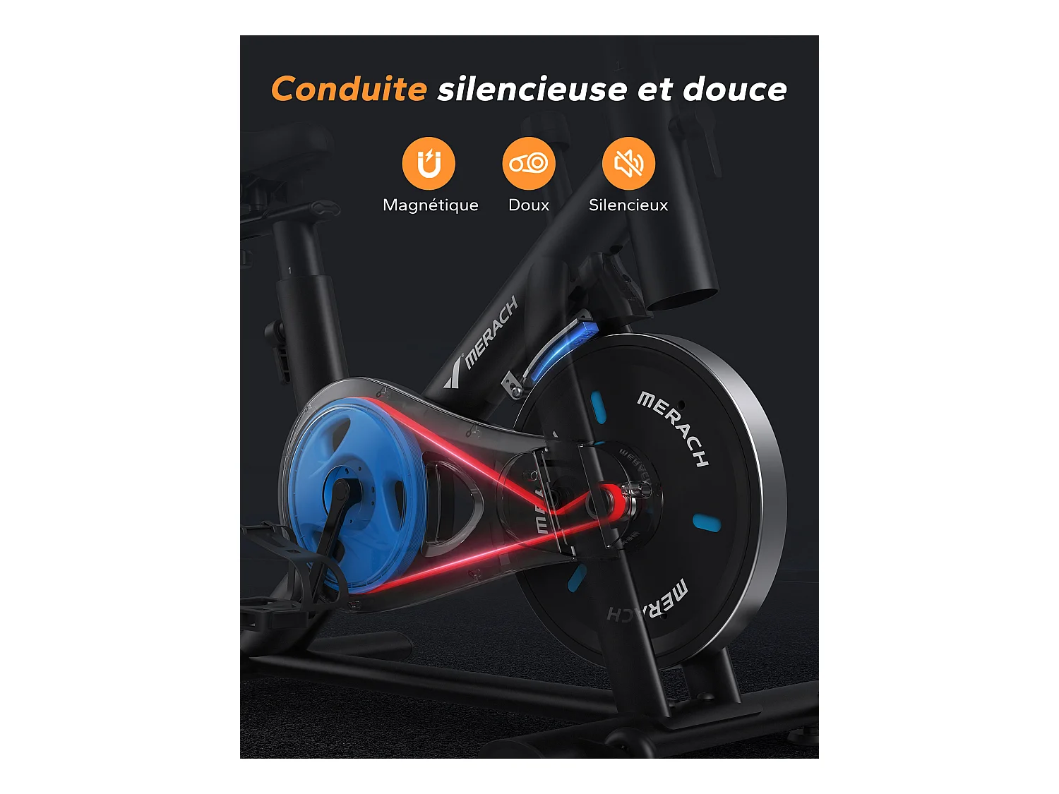 Cyclette da appartamento - Merach, cyclette da esercizio, interna, 16 livelli di resistenza magnetica, con schermo LCD migliorato e sedile regolabile