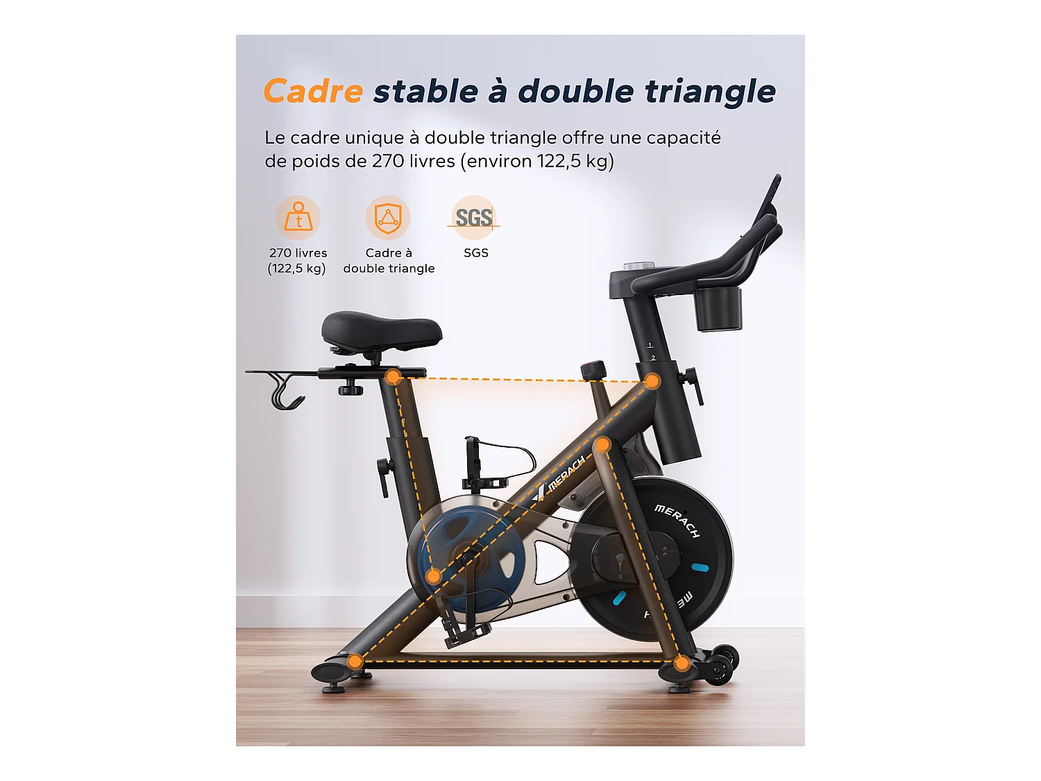 Cyclette da appartamento - Merach, cyclette da esercizio, interna, 16 livelli di resistenza magnetica, con schermo LCD migliorato e sedile regolabile