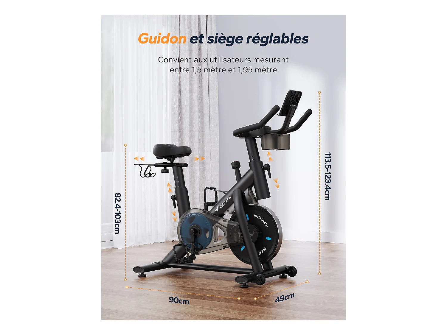 Cyclette da appartamento - Merach, cyclette da esercizio, interna, 16 livelli di resistenza magnetica, con schermo LCD migliorato e sedile regolabile