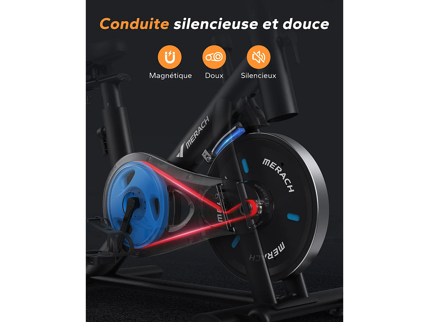 Vélo D'appartement - Merach, Vélo D'exercice, D'intérieur, 16 Niveaux De Résistance Magnétique, Avec Écran LCD Amélioré Et Siège Réglable, Max Charge: 122kg