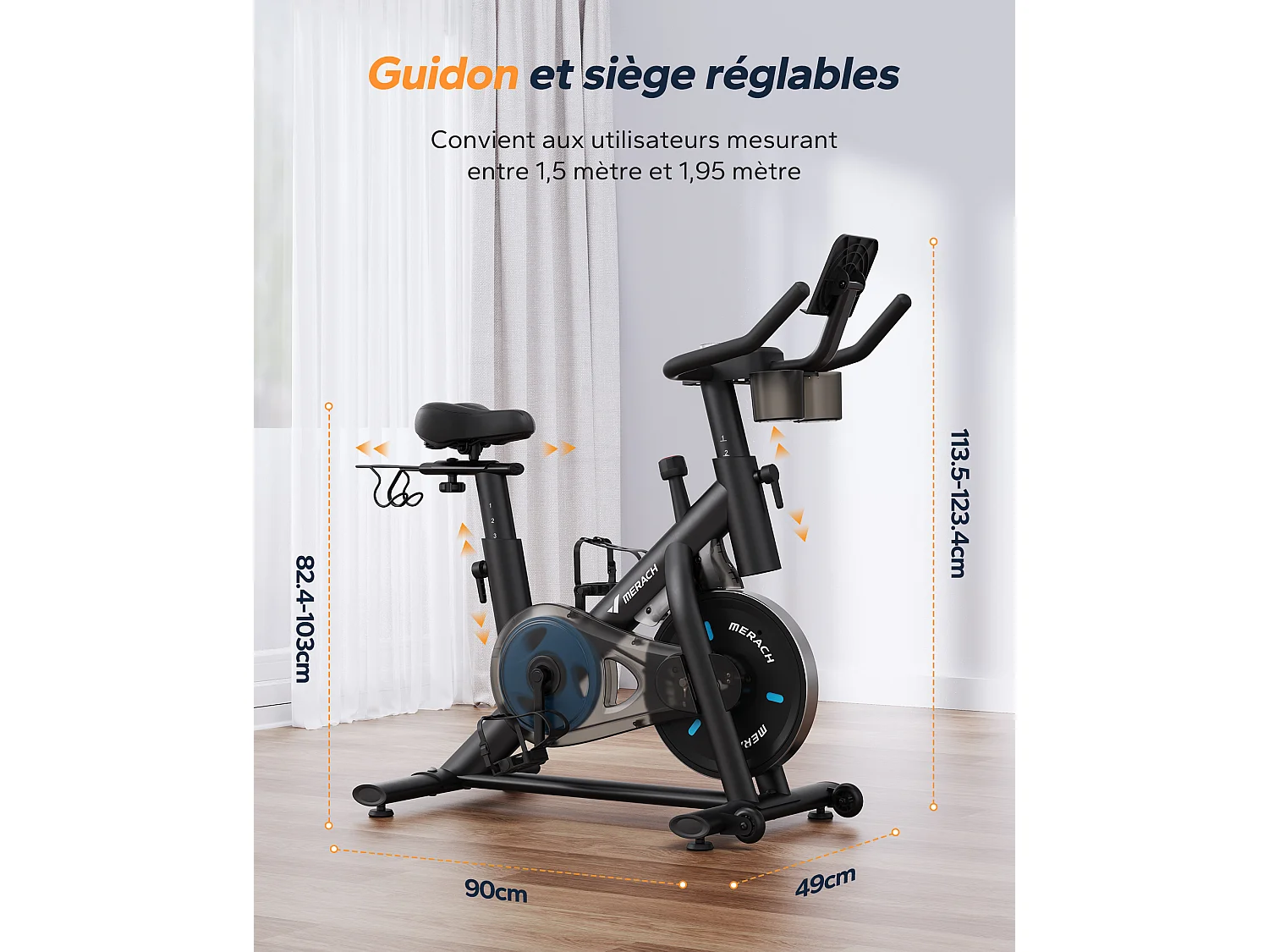 Vélo D'appartement - Merach, Vélo D'exercice, D'intérieur, 16 Niveaux De Résistance Magnétique, Avec Écran LCD Amélioré Et Siège Réglable, Max Charge: 122kg