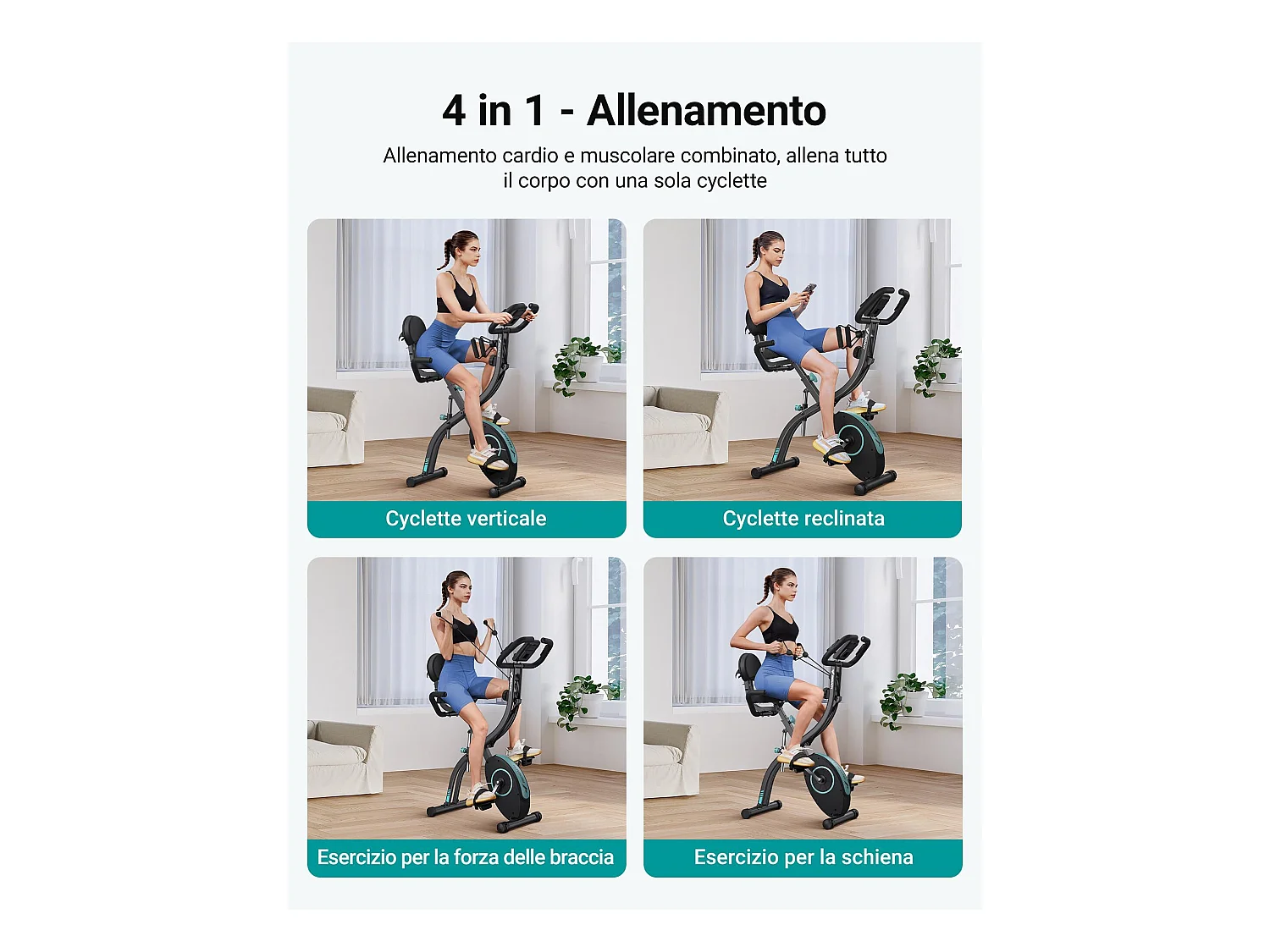 Vélo d’appartement 4 en 1 Pliable MERACH, 16 Niveaux de Résistance Magnétique, Avec capteur de fréquence cardiaque, Compatible Kinomap & Zwift, Noir