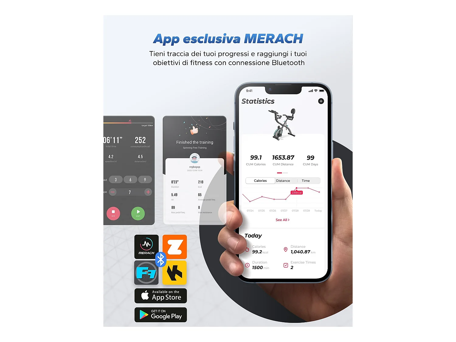 Vélo d’appartement 4 en 1 Pliable MERACH, 16 Niveaux de Résistance Magnétique, Avec capteur de fréquence cardiaque, Compatible Kinomap & Zwift, Noir