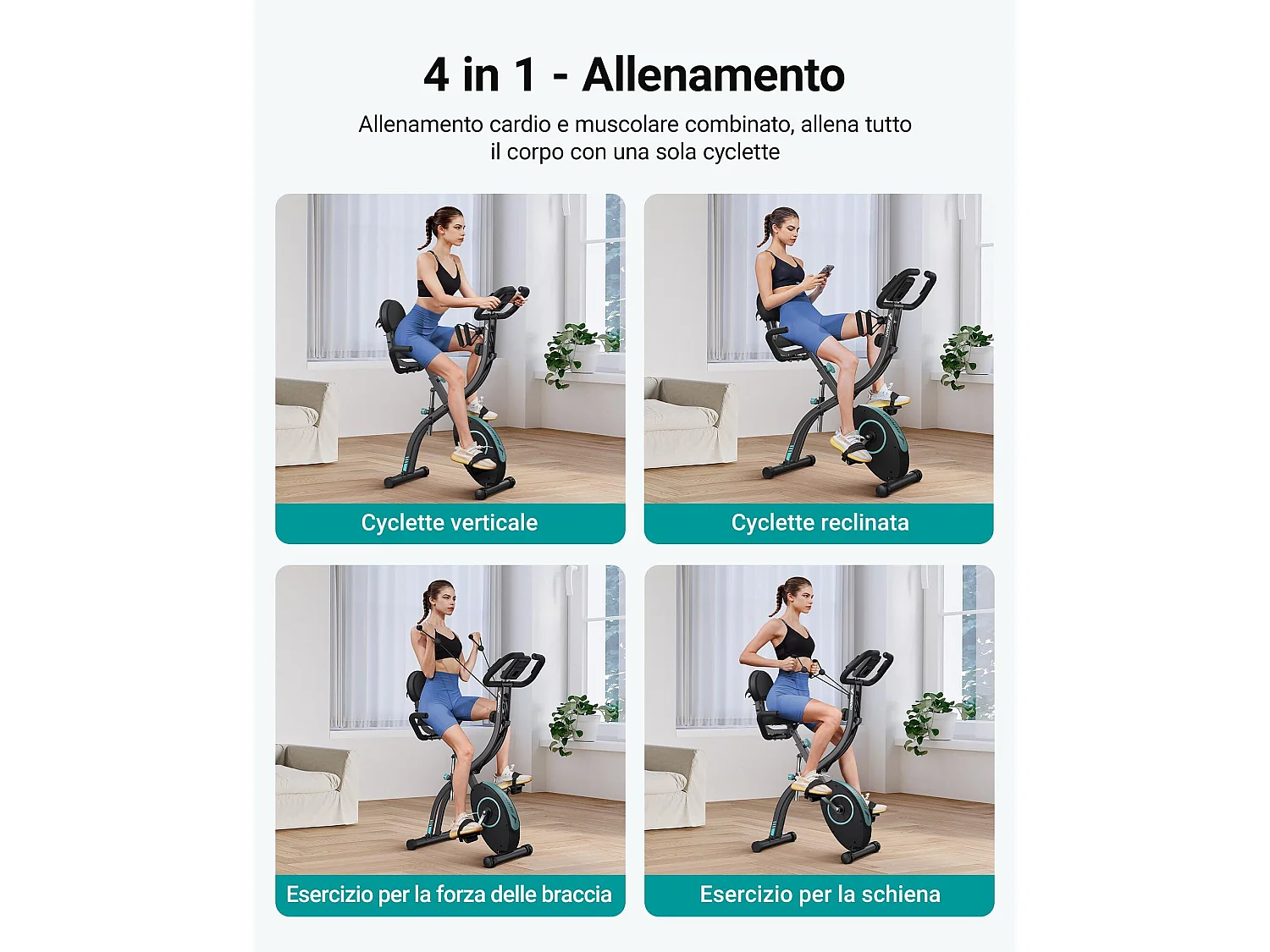 Vélo d’appartement 4 en 1 Pliable MERACH, 16 Niveaux de Résistance Magnétique, Avec capteur de fréquence cardiaque, Compatible Kinomap & Zwift, Noir