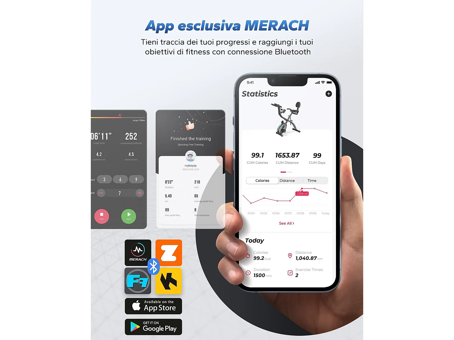 Vélo d’appartement 4 en 1 Pliable MERACH, 16 Niveaux de Résistance Magnétique, Avec capteur de fréquence cardiaque, Compatible Kinomap & Zwift, Noir
